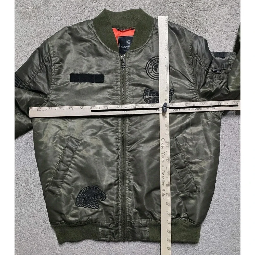 VTG Southpole Bomber Flight Jacket Mens Small Quilted Lined Y2K Army Green